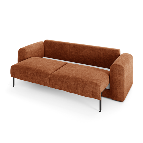 Sia Home - Slaapbank met opbergruimte, notenhout RIO - kruisbinding terracotta 250cm
