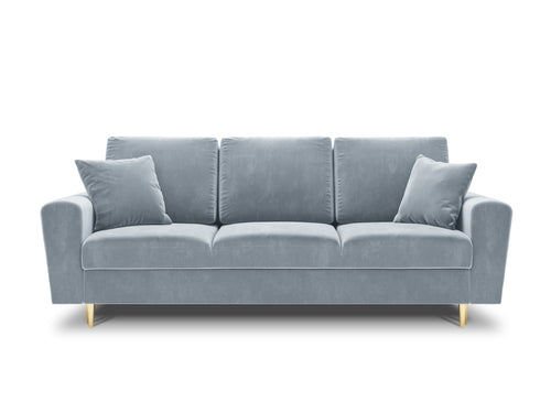 Cosmopolitan Design Slaapbank met opbergdoos Kyoto 3-zits, flueel, lichtblauw - 100x235x88cm