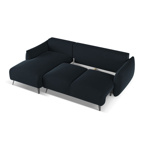 LaMiaSofa hoekbank links Genova - velours - koningsblauw - 242x162x86