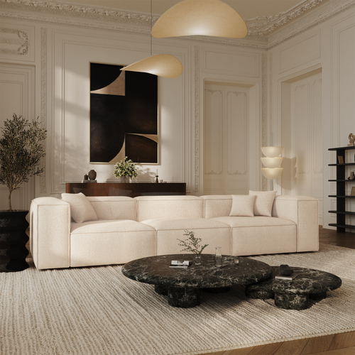 Sia Home - Modulaire bank CUBI - Chenille fluweel - Crème - 332cm