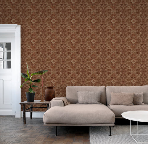 ESTAhome behang oosters kelim tapijt oranje bruin - 50 x 900 cm - 131361 - vtwonen shop