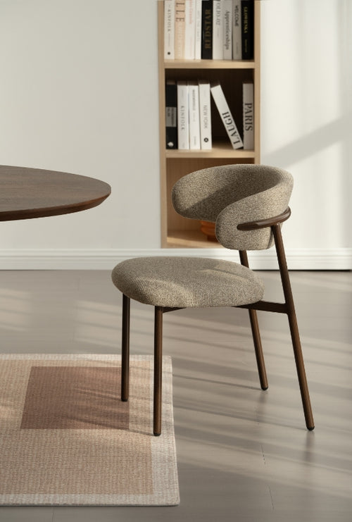 Livingfurn eetkamerstoel Micah Hush Walnut - beige - set van 2 - vtwonen shop