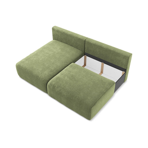 LaMiaSofa hoekbank links Ostia - chenille stof - groente - 210x149x79