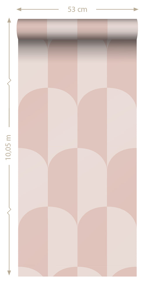 ESTAhome behang art deco bogen zacht roze en licht roze - 53 cm x 10.05 m - 139992 - vtwonen shop