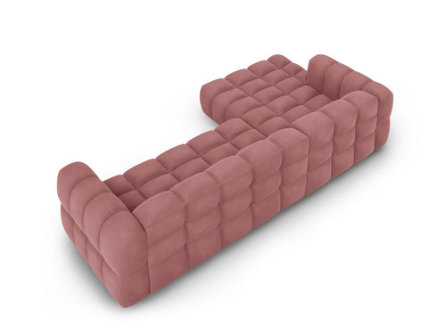 Cosmopolitan Design Modulaire hoekbank links Sky 4-zits, flueel, zalm - 162x300x70cm
