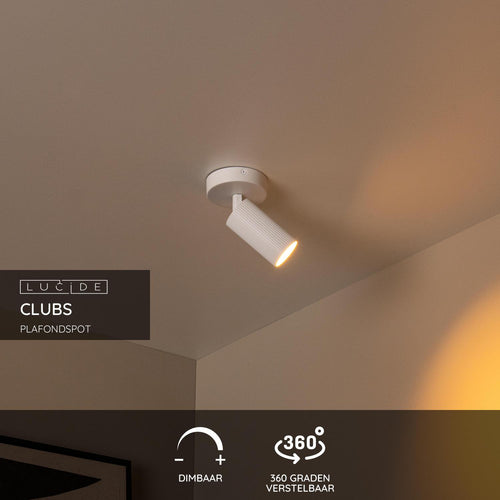 Lucide plafondspot CLUBS - 1xGU10 - Wit - vtwonen shop