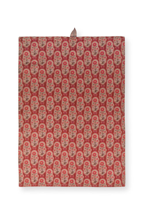 Pip Studio - Blooming Tales Bustani Pashmina Dark Red - Set van 2 Theedoeken - 50x70cm