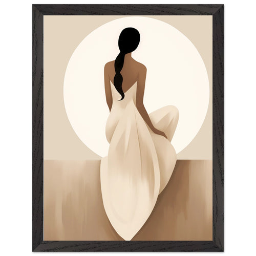 Artfulprints Poster met Lijst Japandi The serene lady   - 30x40 cm - Bruin