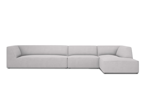 Micadoni rechter hoekbank Ruby 5-zits, structurele stof, lichtgrijs - 180x366x69cm
