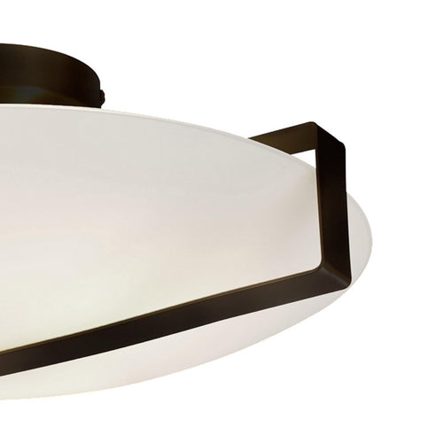 Searchlight Sundial Plafondlamp met inbouwspot - Zwart metaal en matglas