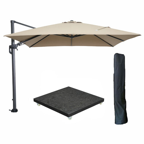 Garden Impressions zweefparasol Hawaii taupe kleur doek 3x3 m incl 90 kg voet en hoes - vtwonen shop