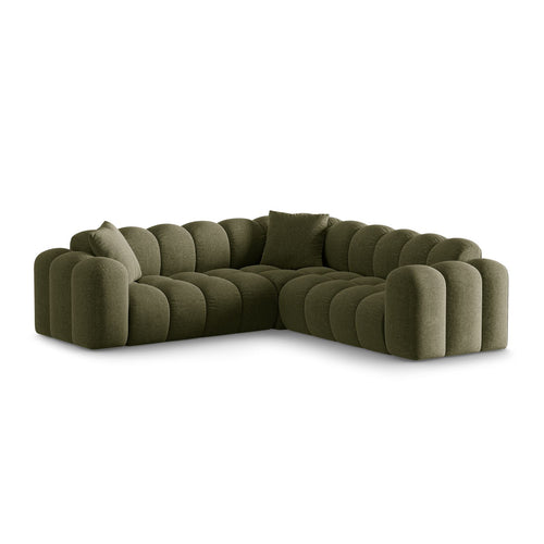 Cosmopolitan Design - Symmetrische hoekbank Treno 3-zits, chenille groente - 240x240x70cm