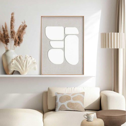 Reinders Organic Blocks Linen Wood schilderij 3d art -  beige - woonkamer - 70x50cm