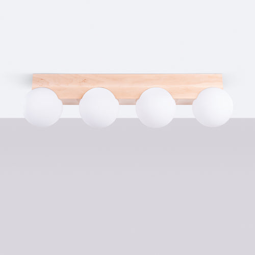 Sollux Lighting Plafondlamp BULBO 4 natuurlijk hout - 63x12x16cm