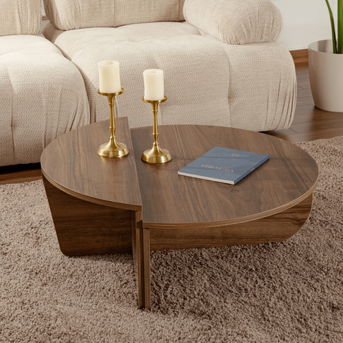 Calicosy - ORION Set van 2 salontafels - Licht hout - 90x90x35 cm