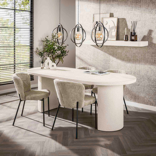 Giga Meubel Eettafel Arch Stone - Wit Composiet - 215x90x77cm