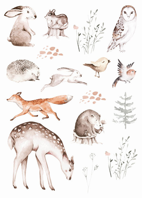 ESTAhome muursticker bosdieren bruin - 47.5 x 66 cm - 156103