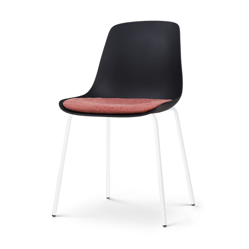 Nolon Nora-Liv Eetkamerstoel Zwart - Terracotta Kussen - Witte Poten - vtwonen shop