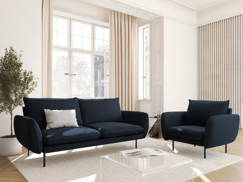 Cosmopolitan Design Bank Vienna 2-zits, flueel, donkerblauw - 92x160x95cm