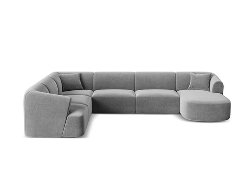 Cosmopolitan Design Modulaire panoramische hoekbank links Campi 7-zits, flueel grijs - 255x330x70cm
