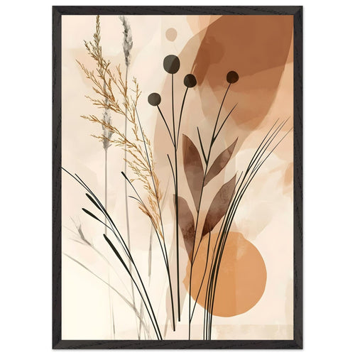 Artfulprints Poster met Lijst Boho – Golden grass   - 50x70 cm - Bruin