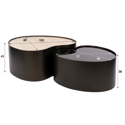Giga Living Salontafel Metal - Organisch Travertin - Set Van 2