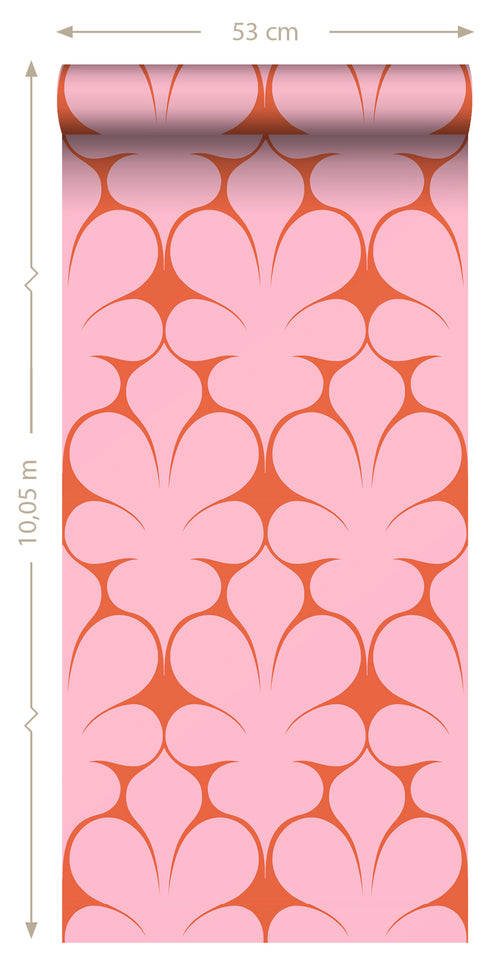 ESTAhome behang retro ornamenten roze en rood - 50 x 900 cm - 131564 - vtwonen shop
