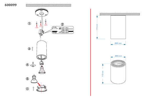 Lighto | Moderne plafondspot wit draaibaar en kantelbaar | Rond