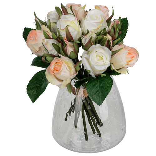 Flourify kunstbloem - Rozenboeket - 29 cm