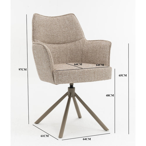 DÉJA Living Eetkamerstoel Zayn - Beige/Taupe - Draaibaar - Set van 2 - vtwonen shop