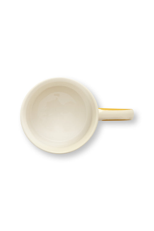 vtwonen - Mokken - Strepen - Geel - Keramiek - 350ml - Set van 4