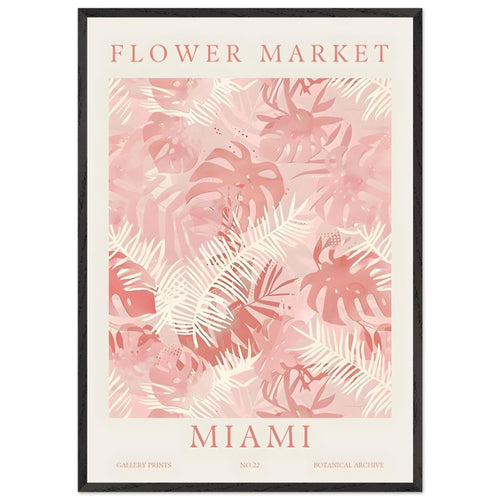 Artfulprints Poster met Lijst Flower market - Miami   - 70x100 cm - Roze
