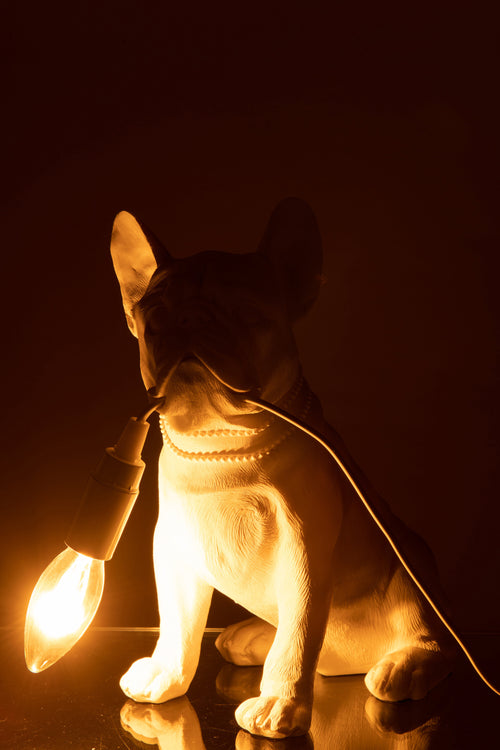 J-Line tafellamp Bulldog - polyresin - wit
