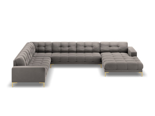 Cosmopolitan Design Panoramische hoekbank links Bali 7-zits, flueel, lichtgrijs - 256x327x75cm