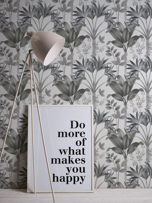 Livingwalls behang bloemmotief grijs, zwart, wit en beige - 53 cm x 10.05 m - AS-391725 - vtwonen shop