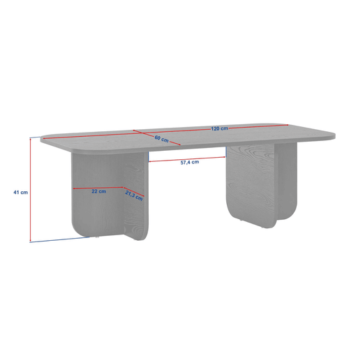 Calicosy - BECAJ Rechthoekige salontafel - Eiken - 60x120x41,4 cm