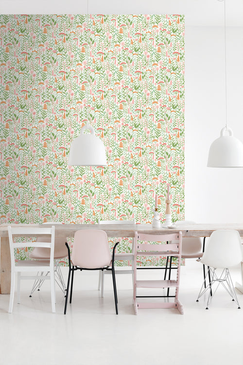 ESTAhome behang veldbloemen groen en roze - 50 x 900 cm - 131546 - vtwonen shop