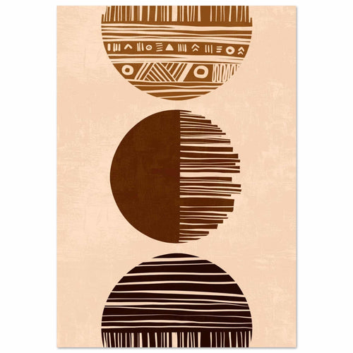 Artfulprints Poster Boho – Sun phases   - 50x70 cm - Bruin