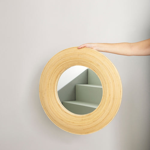 Hübsch spiegel Blush - bamboe/spiegelglas - ø60xh6cm - vtwonen shop