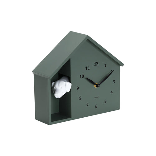 Karlsson wandklok Peeking Doggy - groen - Ø24.9cm
