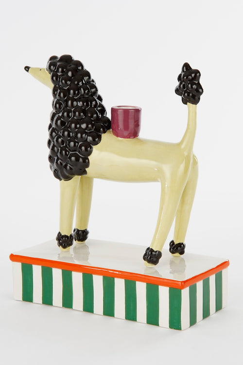 Mica Decorations Kandelaar Hond - L24 x B11 x H29 cm - Keramiek - Lichtgeel