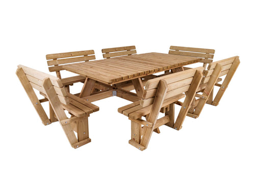 MaximaVida luxe houten picknicktafel Tallinn 300 cm met 6 rugleuningen - vtwonen shop