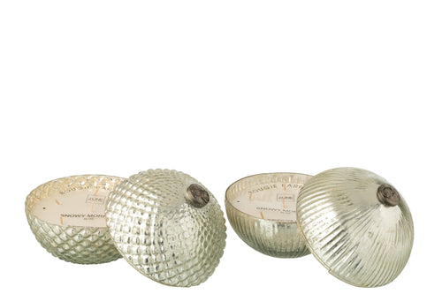 J-Line geurkaars kerstbal - glas - zilver - large - 2 stuks - vtwonen shop