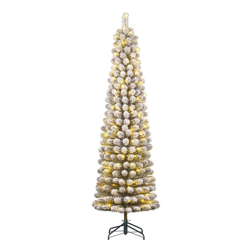 Black Box Trees Charlton Smalle Kunstkerstboom met Warm Witte LED Verlichting - H230 x Ø58 cm - Groen Frosted - vtwonen shop
