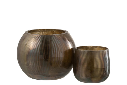 J-Line windlicht Lijnen - glas - donkerbruin - large - vtwonen shop