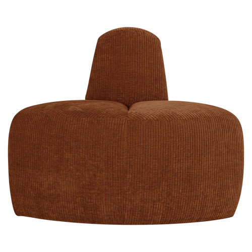 WOOOD eetbank hoek rond rugleuning Mojo - Ribstof - Roestbruin - 83x100x74