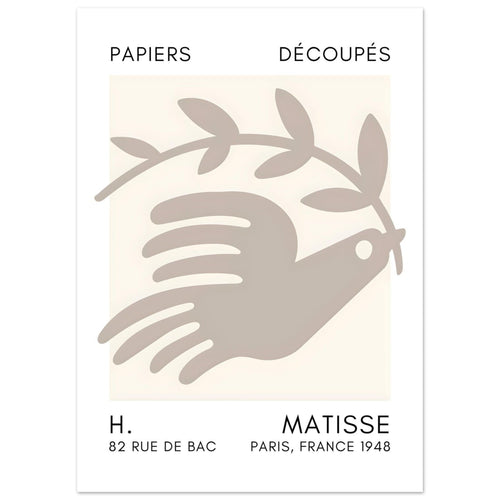 Artfulprints  Matisse - Peace dove grey   poster 50x70 cm