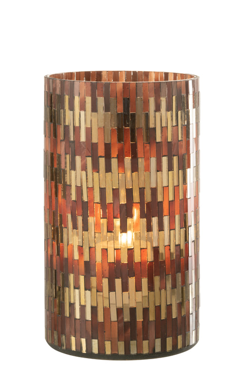 J-Line windlicht Chic - glas - bruin/goud - extra large