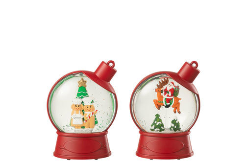J-Line hanger Waterbol Peperkoekman + Kerstman - kunststof - rood - 2 stuks