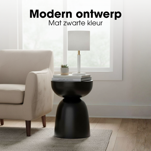 Mica Decorations Elliot Bijzettafel - Bijzettafel Rond H45 x Ø32 cm - Bijzettafeltje voor Woonkamer of Slaapkamer - Ideaal als Plantentafeltje - IJzer